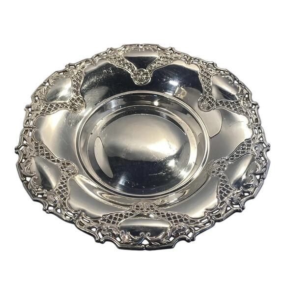 F B Rogers Silver Plate 12 3/8”Centerpiece Bowl Art Deco Style Made in Spain VTG - Picture 1 of 12